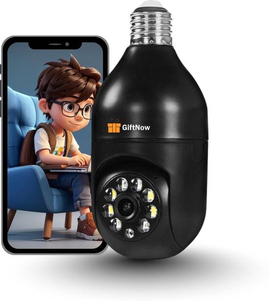 GiftNow 3MP FHD Bulb CCTV Camera with 360° PTZ & Motion Detection Security Camera