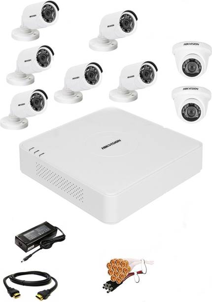 HIKVISION 8 Channal HD DVR 1080p 1Pcs,Outdoor Weatherproof Camera 720p 6Pcs,Indoor Camera 720p 2Pcs, Security Camera