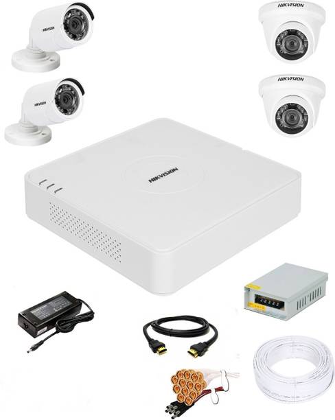 HIKVISION 4 Channal HD DVR 1080p 1Pcs,Outdoor Weatherproof Camera 720P 2Pcs,Indoor Camera 720 2Pcs Security Camera