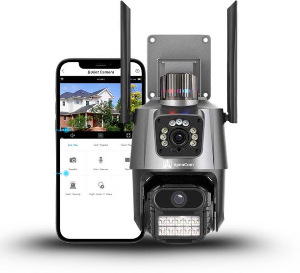 ApnaCam 8MP Dual Lens WiFI PTZ Outdoor Camera Dual Screen Monitoring Security Camera