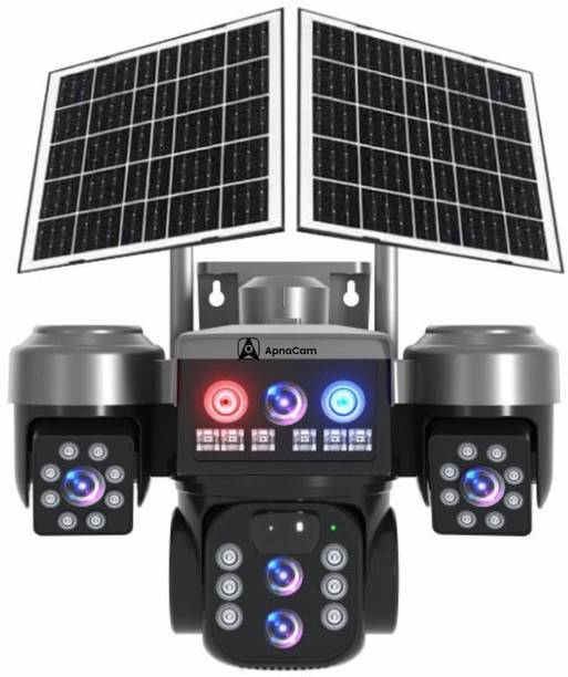 ApnaCam 15MP 2K 4G SIM 3 Lens Camera Dual Solar Panel Battery Powered Outdoor Security Camera