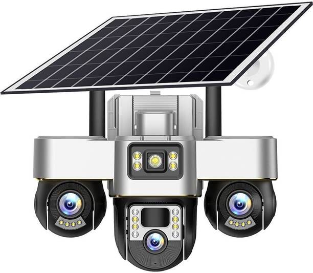 OneXsale 5+5+5MP 4G Sim Solar Powered 360°View 3 Lens Solar Panel Night Vision Security Camera