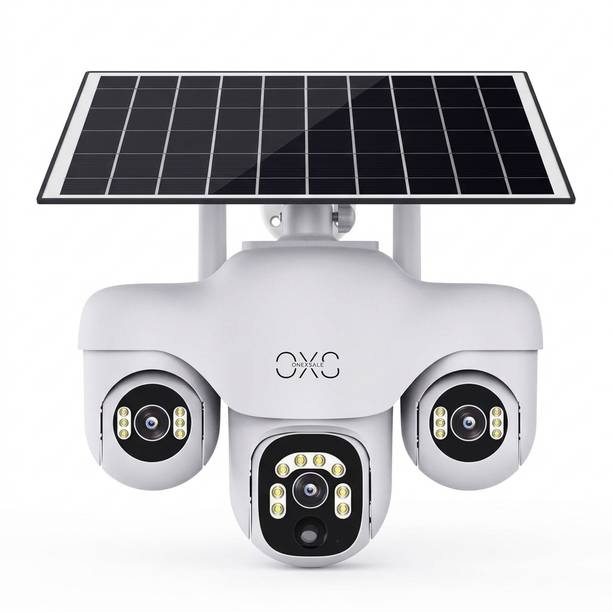 OneXsale 12+12+12MP FHD Marine Solar 3 PTZ 360° View Motion Detection Color Night Vision Security Camera