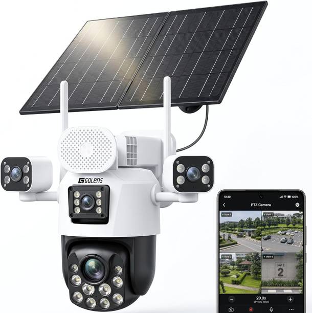 GOLENS V66 4G Solar Camera 4 Lens, 20X Zoom, AI Tracking, Night Vision Security Camera