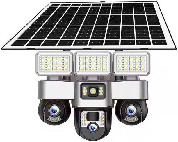 वनएक्सेल Smart 12MP 4G Sim Solar Powered 360°View 3 Lens Camera Solar Panel Night Vision सिक्योरिटी कैमरा