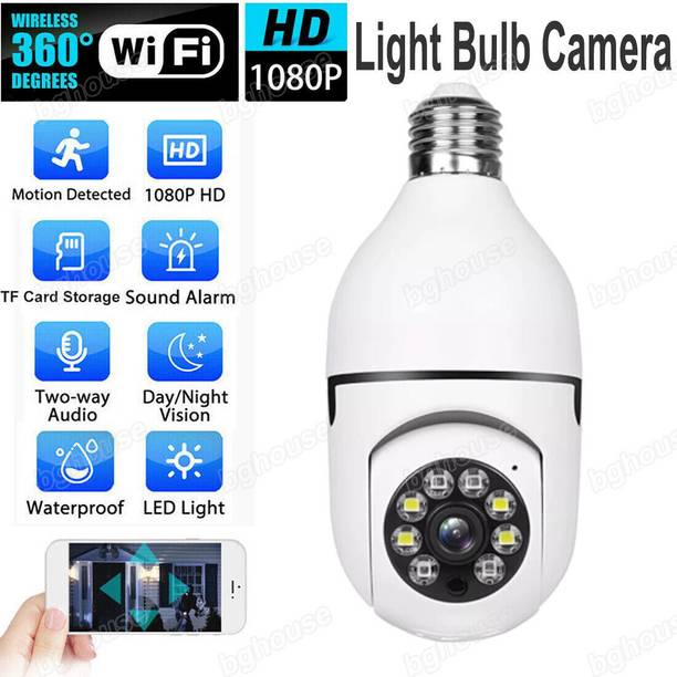Bzrqx Wireless Security Light Bulb Camera 360°1080P E27 IR Smart Home Security Camera