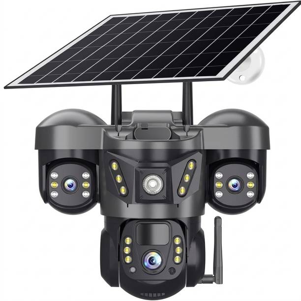 Divine creation 4G Solar Triple Lens 5MP Outdoor CCTV Camera | 3-Screen View C177 Security Camera