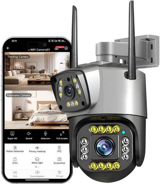 Bzrqx Smart WiFi Camera Auto Tracking DUAL LENS PTZ 360° Wireless IP Cam Night Vision Security Camera