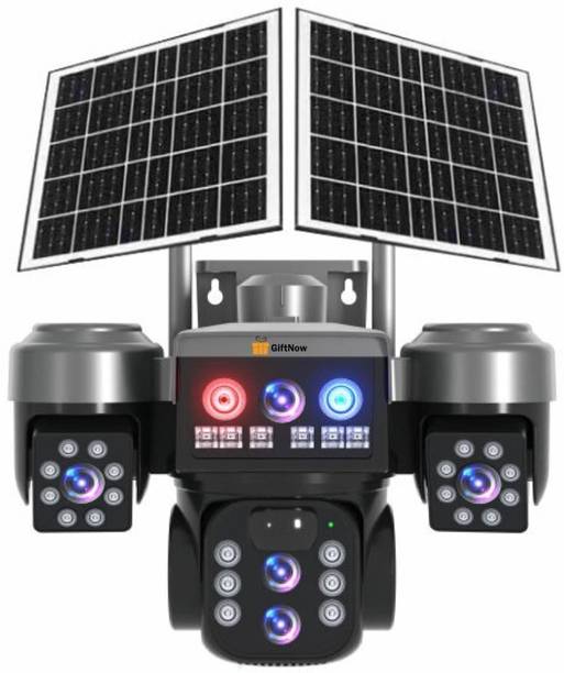 GiftNow 12+12+12MP FHD 4G Solar Three Lens, 360 View, Night Vision Waterproof CCTV Security Camera
