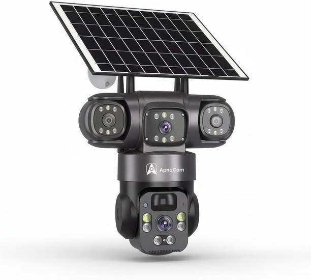 ApnaCam 12+6+6MP 4G Sim Based Solar Battery Powered 3 Lens/Screen View Bullet + PTZ CCTV Security Camera