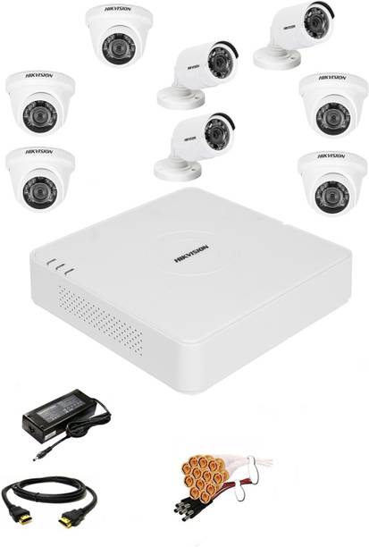 HIKVISION 8 Channal HD DVR 1080p 1Pcs,Outdoor Weatherproof Camera 720p 3Pcs,Indoor Camera 720p 5Pcs, Security Camera