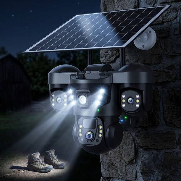 Divine creation 4G Solar Triple Lens 5MP Outdoor CCTV Camera | 3-Screen View C129 Security Camera