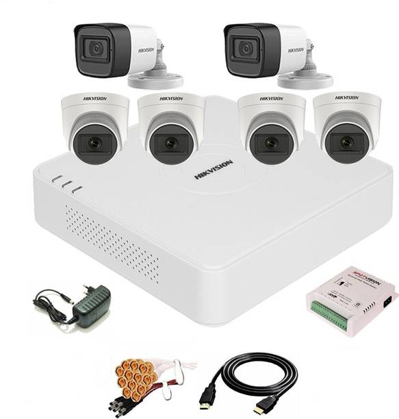 HIKVISION 8 Channal Turbo HD H.265 DVR 1Pcs,Outdoor Camera 5 MP Turbo HD AUDIO 2Pcs,Indoor Camera 5 MP Turbo HD AUDIO 4Pcs,Power Supply 1Pcs ,Full combo set Security Camera