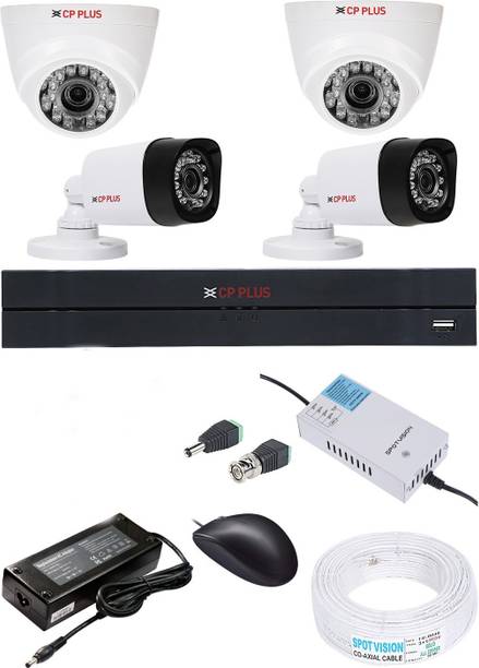 CP PLUS 4 Channal HD DVR 1080p 1Pcs,Bullet Camera 2.4MP 2Pcs,Dome Camera 2.4MP 2Pcs Security Camera
