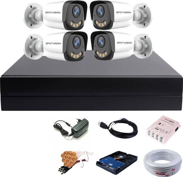 Spotvision 2.4MP Color Nightvision With Audio Outdoor Cameras 4 Channel HD DVR FULL Combo Security Camera
