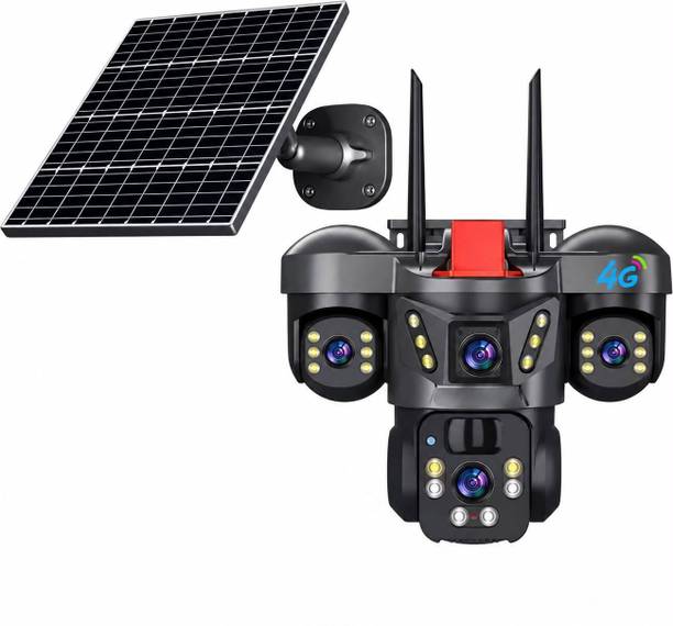 unique device AI 4G Solar Triple Lens 5MP Outdoor CCTV Camera | 3-Screen View solar360 Security Camera
