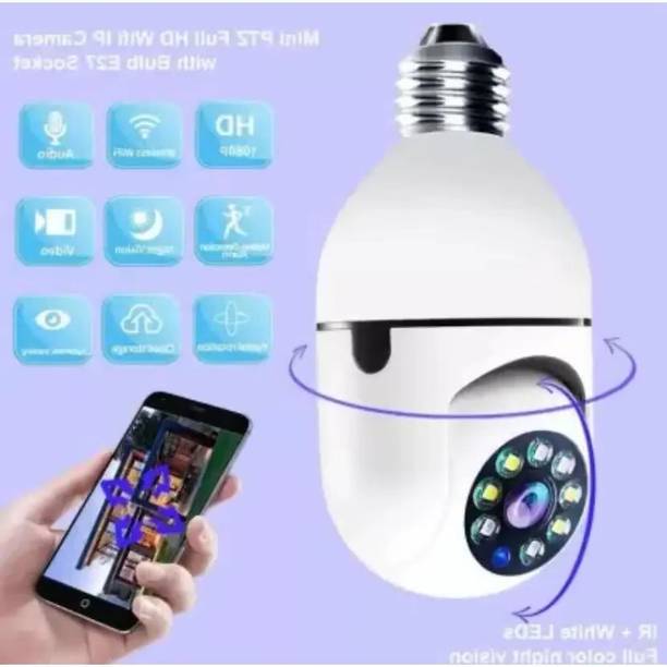 PERAMISYM Wireless Bulb Shape PTZ V380 Pro Indoor 360° Spy Camera cctv camera for home Security Camera
