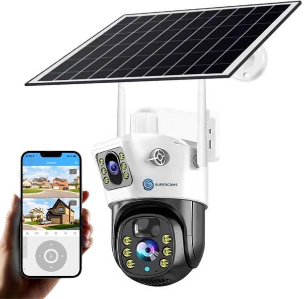 Supercams 4G Solar Security Camera | 5+5MP UHD Dual Lens/Screen Outdoor Security Camera