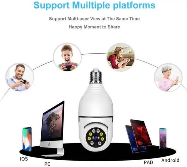 SATTOBISION Wireless Bulb Shape PTZ V380 Pro Indoor 360° Spy Camera cctv camera for home Security Camera
