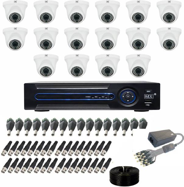 MX CCTV Cameras Kit 16 Channel Analog System with BNC DC pin & 1 DVR - Set 50 Security Camera