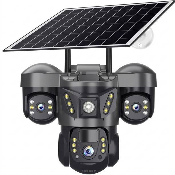 Divine creation 4G Solar Triple Lens 5MP Outdoor CCTV Camera | 3-Screen View C108 Security Camera