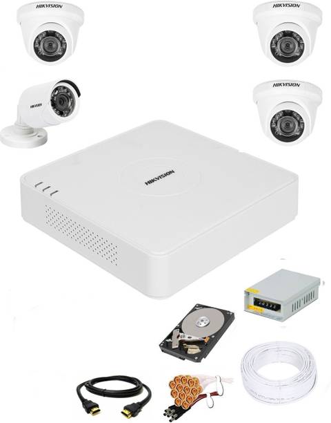 HIKVISION 4 Channal HD DVR 1080p 1Pcs,Outdoor 720p 1Pcs,Indoor 720p 3Pcs,Hard Disk Security Camera