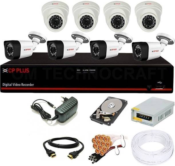 CP PLUS 8 Channal HD DVR 1080p 1Pcs,Outdoor Camera 2MP 4Pcs,Indoor Camera 2MP 4Pcs,1 TB Surveillance Hard Disk With 3 Year Warranty, Security Camera
