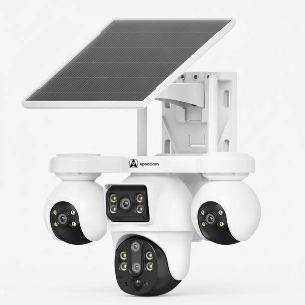 ApnaCam 12+12+12+12MP FHD Outdoor 5-Lens Solar 360° with AI Tracking & Night Vision CCTV Security Camera