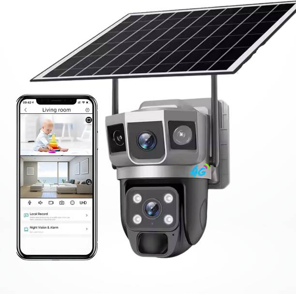 Maizic Smarthome 4G Sim Based CCTV Dual Lens/Dual Screen View [4MP+4MP] Solar Powered Security Camera