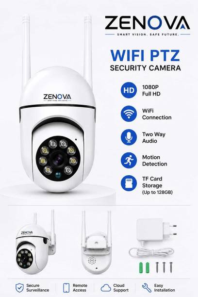 ZENOVA 3MP FHD Mini Ptz WiFi Indoor CCTV | 360° Pan & Tilt | Color Night Vision Security Camera