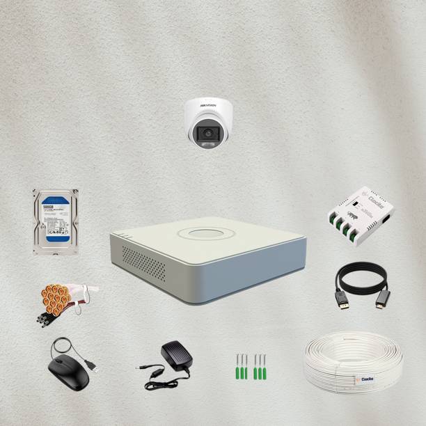 Clocite HIKVISION 3K (5MP) 1 Dome Cameras (Color Night Vision+Audio) + 4CH DVR Security Camera