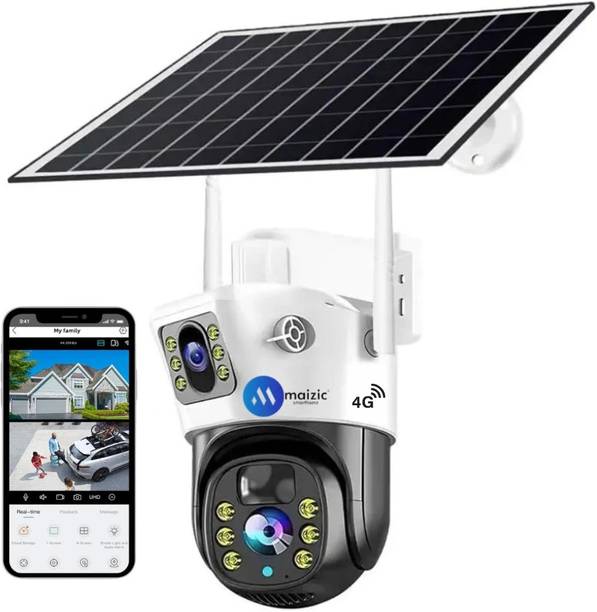 Maizic Smarthome Supercam 4K 5MP 2in1 Solar Dual Lens/Screen Wireless 4G Sim CCTV Camera For Home Security Camera