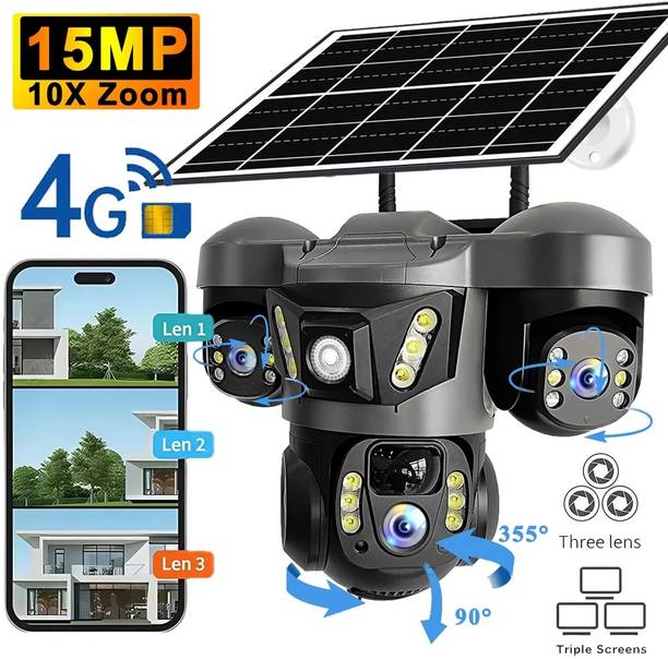 Cxoen SIM Camera Solar Powered 1080p HD PTZ 3 Lens 10X Zoom TwoWay Audio Night Vision Security Camera