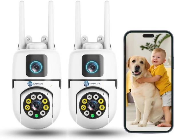 Supercams Pack of 2 Dual Lens Mini Fox | 5+5 MP FHD WiFi Security Camera