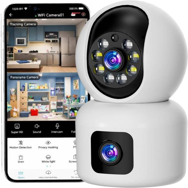 Bzrqx Smart Home Security Camera WiFi 1080P DUAL LENS PTZ 360° Wireless Auto Tracking Security Camera