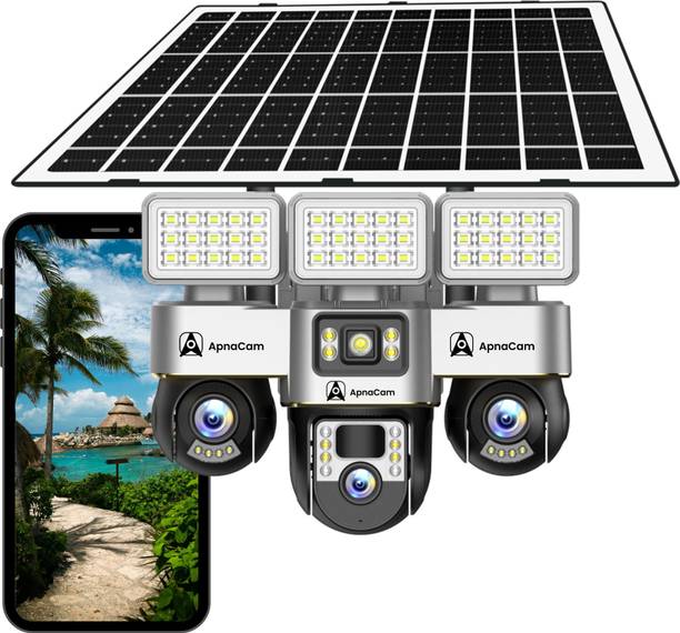 ApnaCam 12+12+12MP 5G 3Lens Solar Battery Powered 3 PTZ Control 2Way Audio Night Vision Security Camera