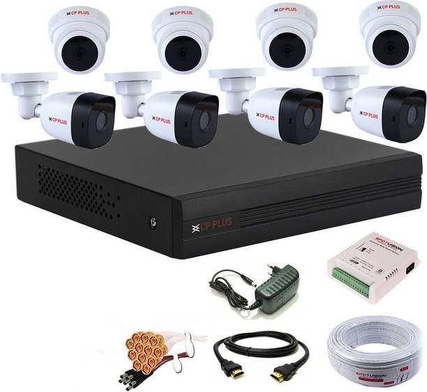 CP PLUS 8 Channal HD DVR 1080p 1Pcs,Bullet HD Camera Plug-n-Play Crystal IR LEDs for clearer Night Vision 2.4 MP 4Pcs,Dome HD Camera Plug-n-Play Crystal IR LEDs for clearer Night Vision 2.4 MP 4Pcs,combo set Security Camera