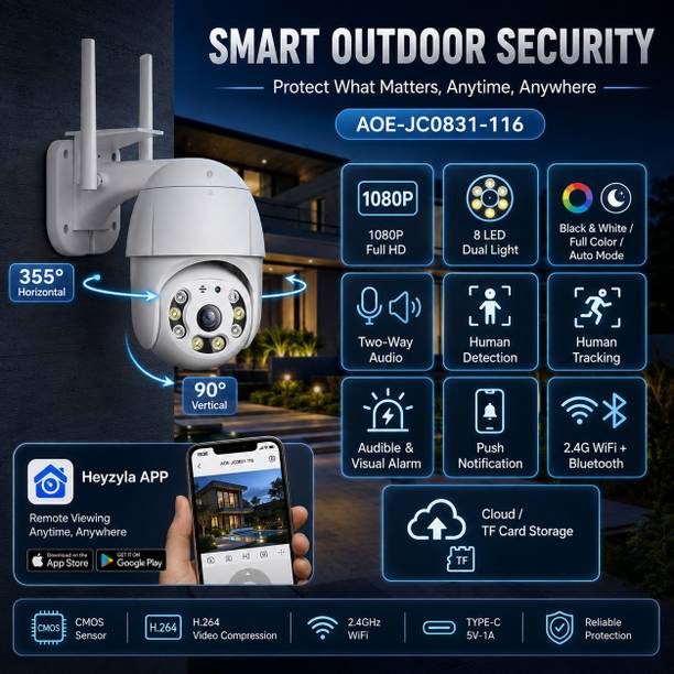 VisionCam FHD 5MP Outdoor CCTV Camera | 360° Pan & Tilt | Night Vision Waterproof IP66 Security Camera