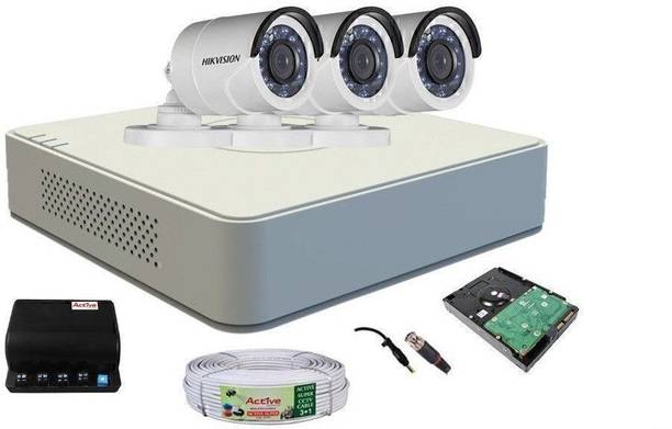 HIKVISION HIKVISION DS-7A04HGHI-F1/N OR DS-7A04HGHI-F1/ECO 4CH DVR, DS-2CE1ACOT-IRP OR DS-2CE1ACOT-IRP/ECO BULLET CAM,ERA 720P RESOLUTION 3PCS,1TB SATA HARD DISK,DC PIN,BNC CONNECTOR,SMPS 01NO,90 METER CABLE. Security Camera