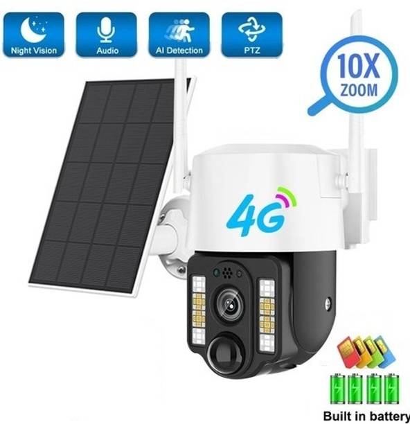 SIOVS CCTV Smart 4G Sim Solar 360°View Camera 1080P 2Way Audio Night Vision 2Way Audio Security Camera