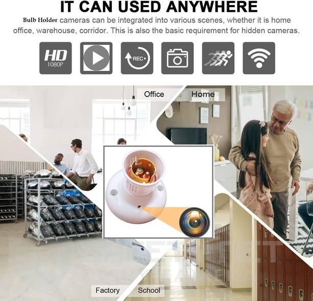 GUPTAVISION Full Hd Wifi Bulb Holder Security Camera With Live Audio & Video Recording Security Camera