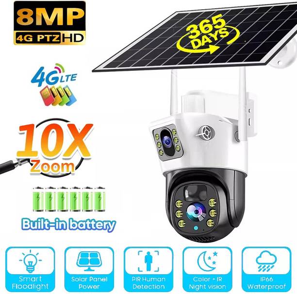 SIOVS Solar PTZ Security 360° Camera 4G SIM Smart AI Tracking Night Vision 2-Way Audio Security Camera