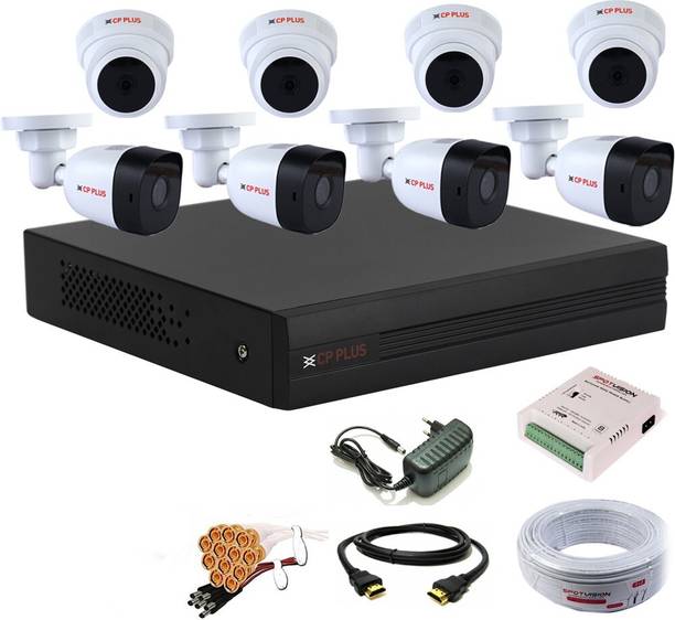CP PLUS 8 Channal HD DVR 1080p 1Pcs,Bullet HD Camera Plug-n-Play Crystal IR LEDs for clearer Night Vision 2.4 MP 4Pcs,Dome HD Camera Plug-n-Play Crystal IR LEDs for clearer Night Vision 2.4 MP 4Pcs,combo set Security Camera
