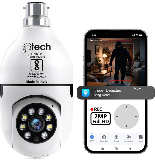 IFITech 2MP Full HD Bulb Camera | 360° Pan/Tilt Wireless CCTV Camera For Home/Office Security Camera