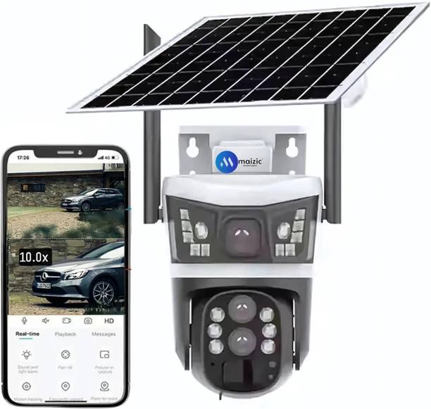 Maizic Smarthome Opti-Zoom White 10X Optical Zoom 2 Lens/3 Screen View 4G Sim Based Solar CCTV Security Camera