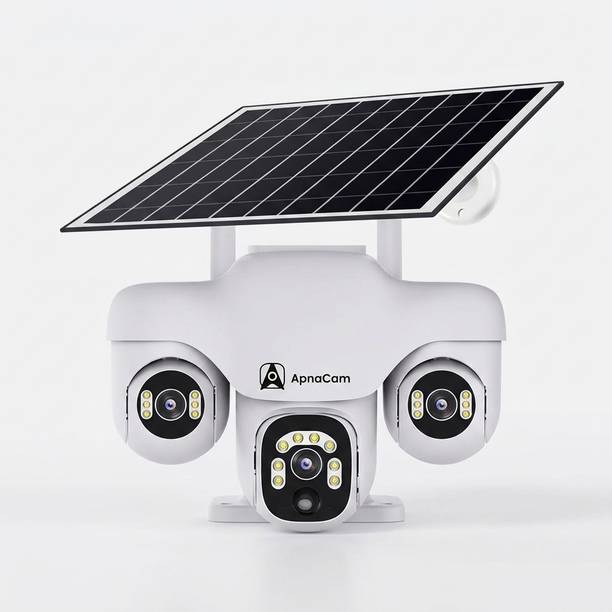 ApnaCam 15MP FHD 4G Sim Solar 3lens PTZ Waterproof, Color Night Vision Security Camera