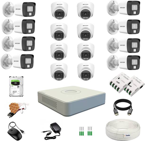 Clocite HIKVISION 2MP 8 Dome 8 Bullet Cameras (Color Night Vision+Audio) + 16CH DVR Kit Security Camera