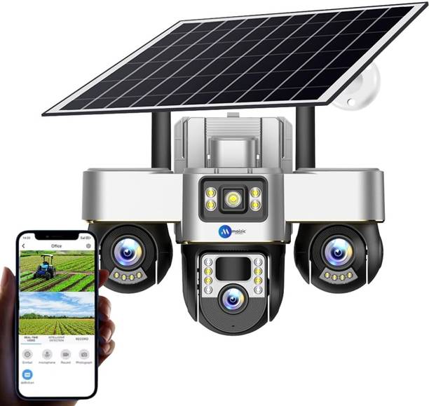 Maizic Smarthome TRIGENIE 4G Solar 6 MP*3 with 1 Year Free Data | AI Triple PTZ Outdoor Security Camera