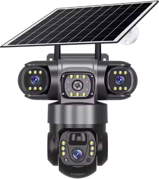 वनएक्सेल Smart 12MP 4G Sim Solar Powered 360°View 3 Lens Camera Solar Panel Night Vision सिक्योरिटी कैमरा