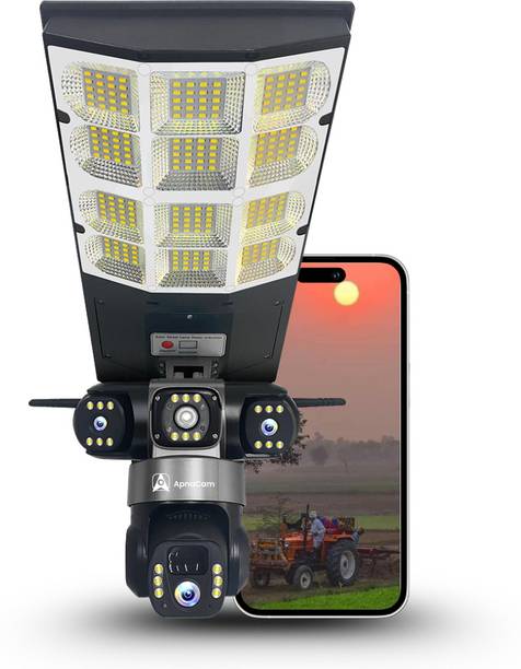 ApnaCam 12MP 3 Lens 4G Camera Solar Powered PTZ Control 10X Zoom 2Way Audio Night Vision Security Camera